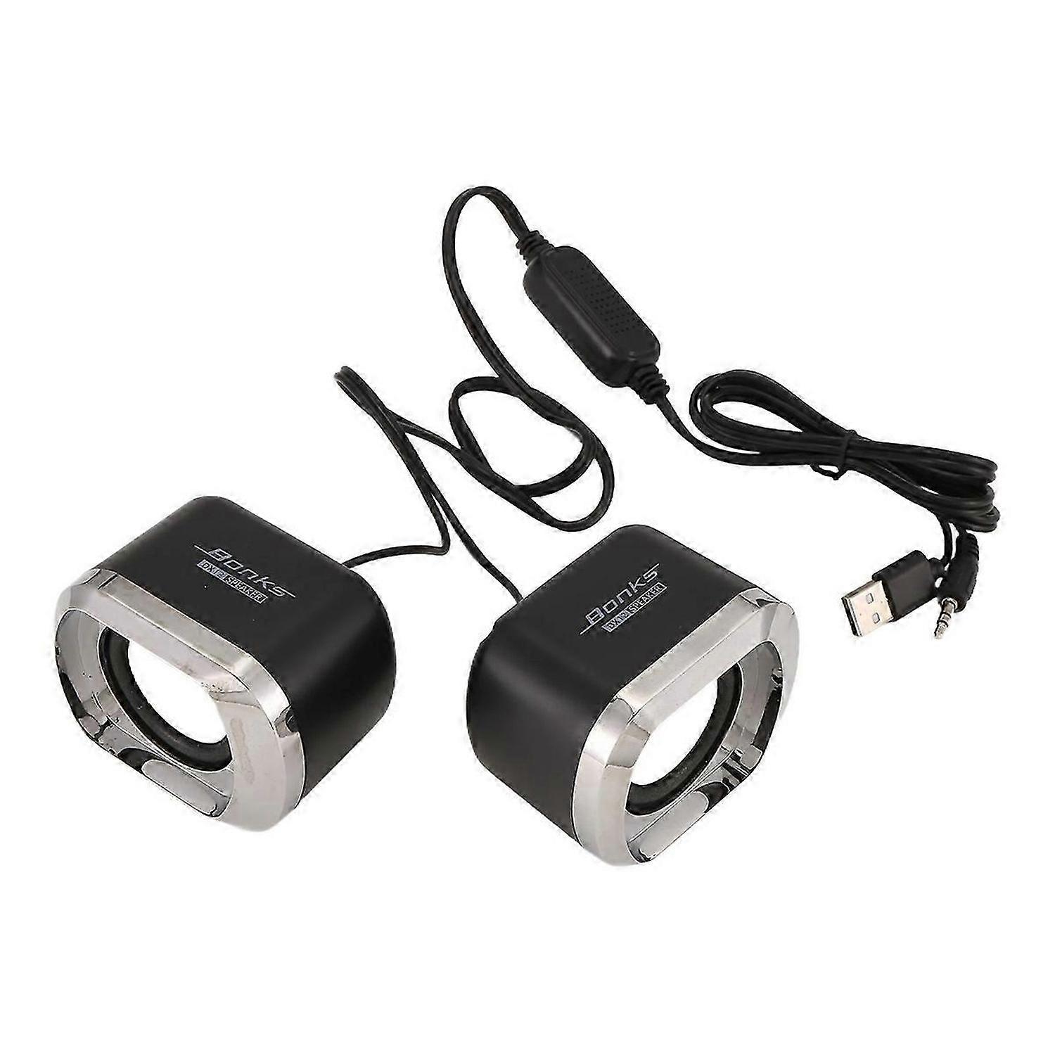 USB 2.0 Notebook Speakers Wired Stereo Mini Computer Speaker black