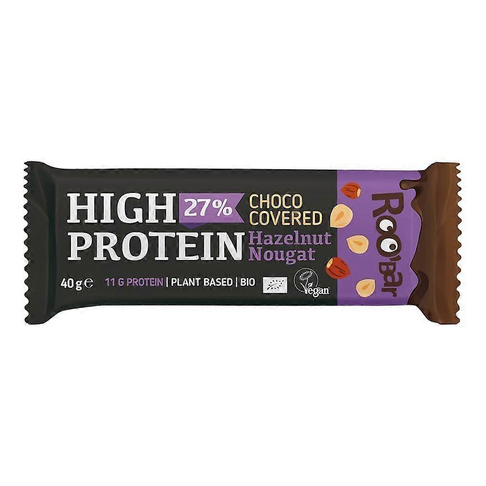 Roobar High Protein Chocolate Covered Bar with Hazelnut Nougat 40g - 16 Pack