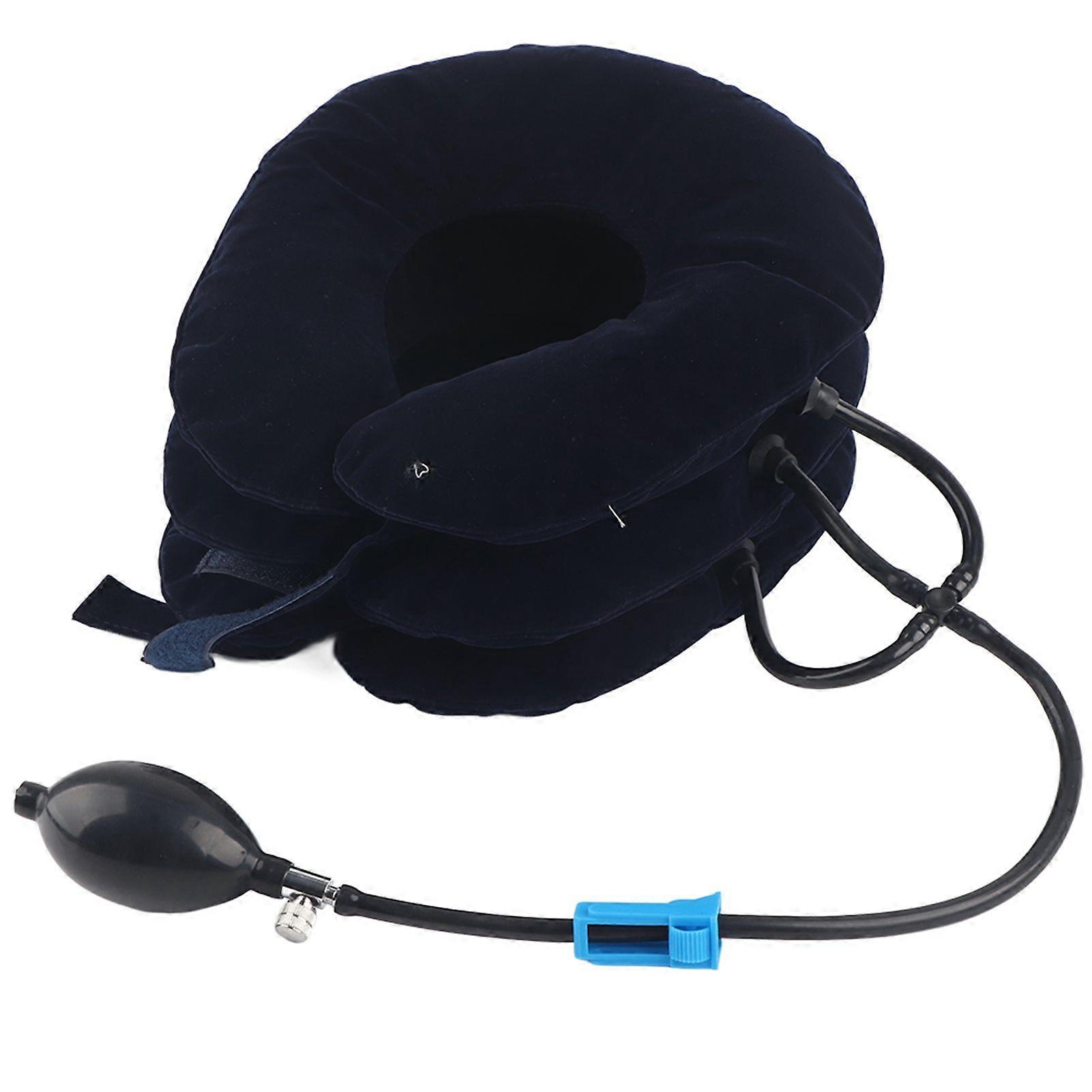 Inflatable Cervical Collar Breathable Home Neck Stretching Devices Traction Support BraceBlue Average Size
