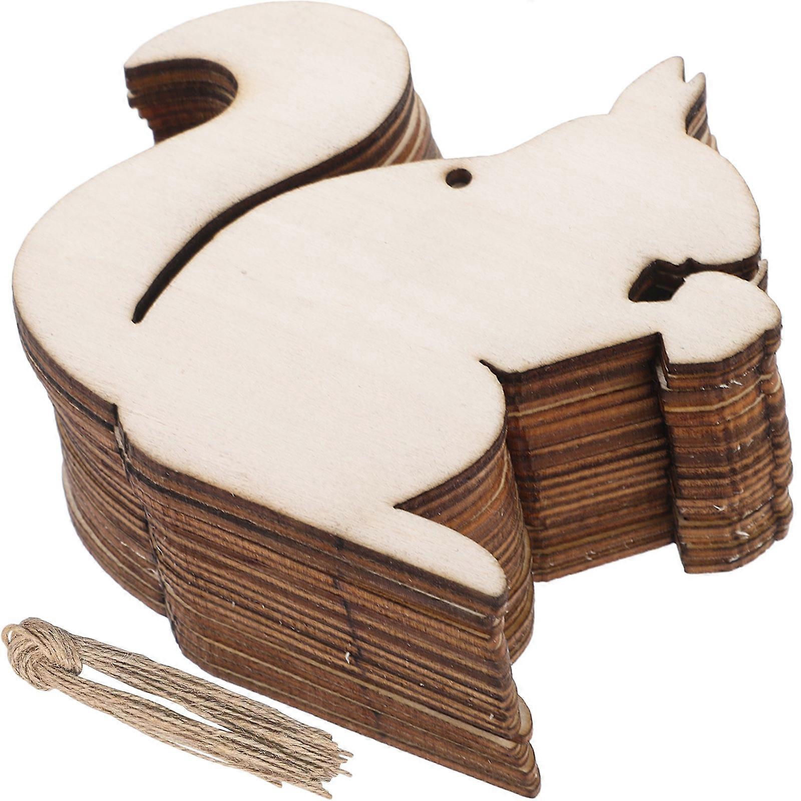 Squirrel for Crafts Wooden Squirrel Cutouts for DIY Hanging Crafts 40Pcs