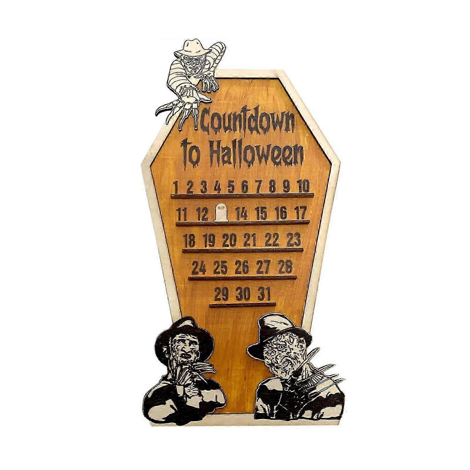 New Hot Halloween Advent Countdown Calendar Decoration 31 Days Happy Halloween Pumpkin Countdown Calendar Diy Moving Wooden Block Calendar