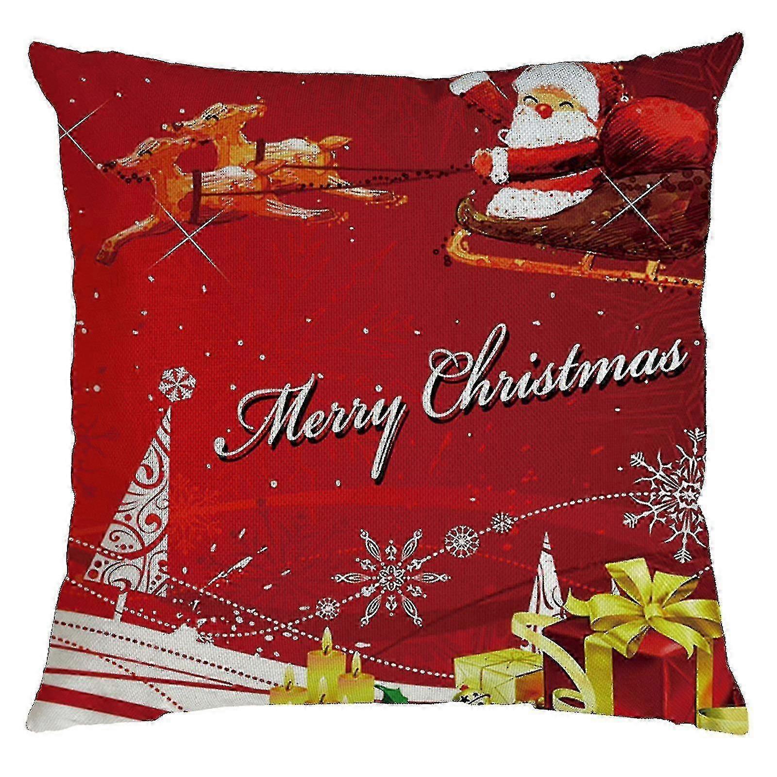 Fashionable Home Decor Christmas Linen Pillow Cover Sofa Waist Cushion Cover