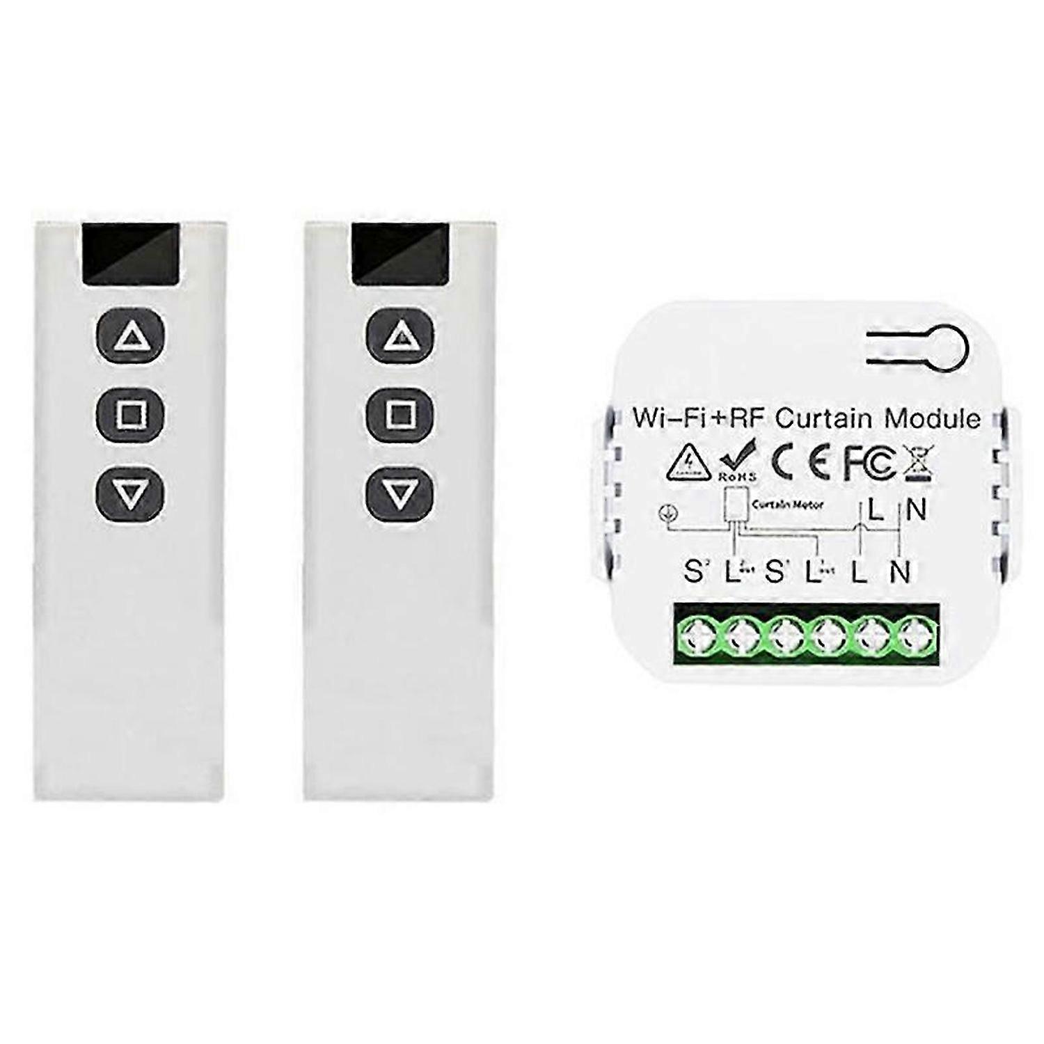 Tuya Smart Life WiFi 433Mhz Blind Curtain Switch with RF Remote for Electric Roller Shutter Control,