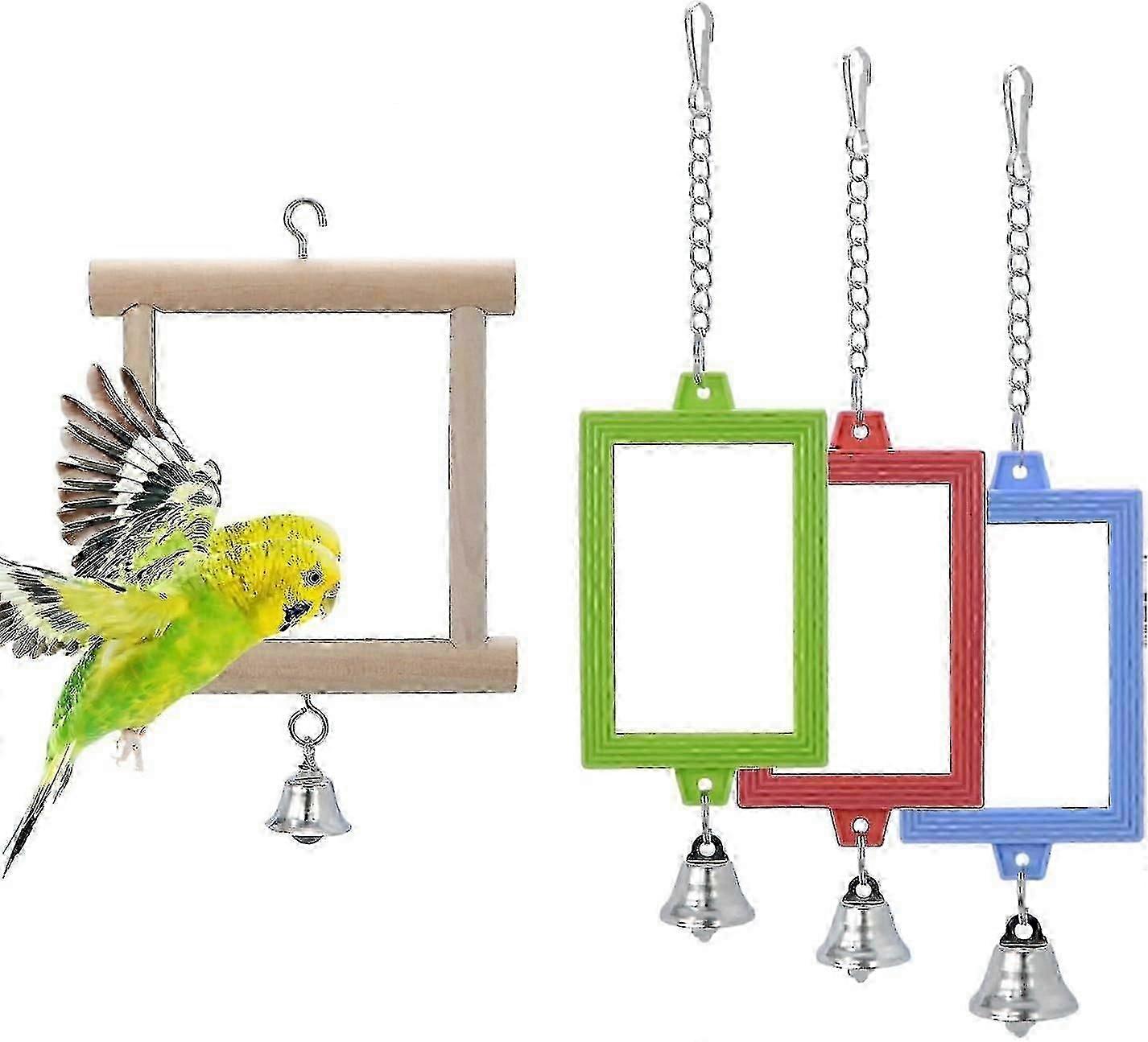 Bird Mirror with Perch Bird Toys for Parrots Budgies Parakeets Cockatiels Lovebirds Finches Canaries