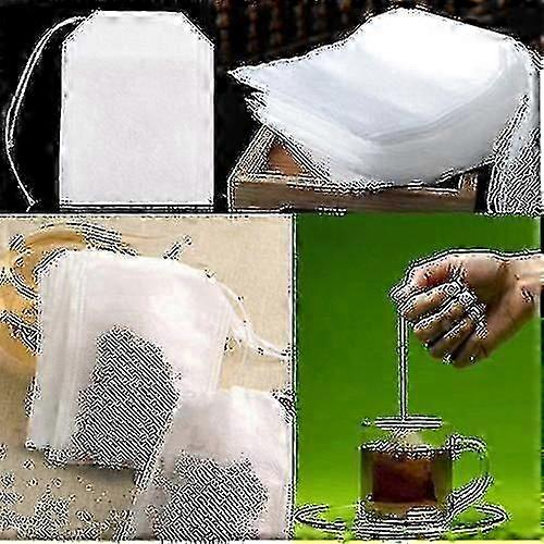100pcs White Non-woven Empty Teabags String Filter Paper Herb Loose Tea Bag
