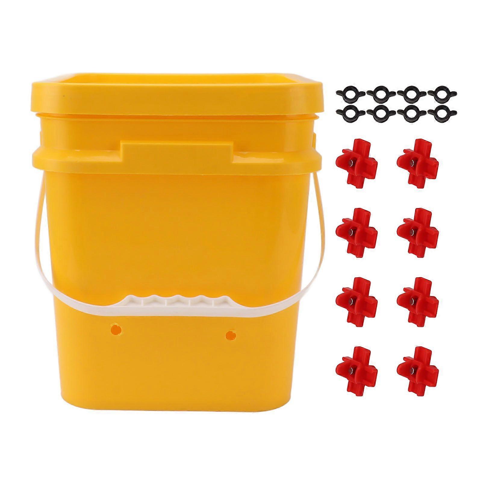 Automatic Chicken Waterer Cup with 12L Handheld Barrel Poultry Drinking Equipemnt for Goose Duck Bucket + Four Corner Drinker + Black Screws