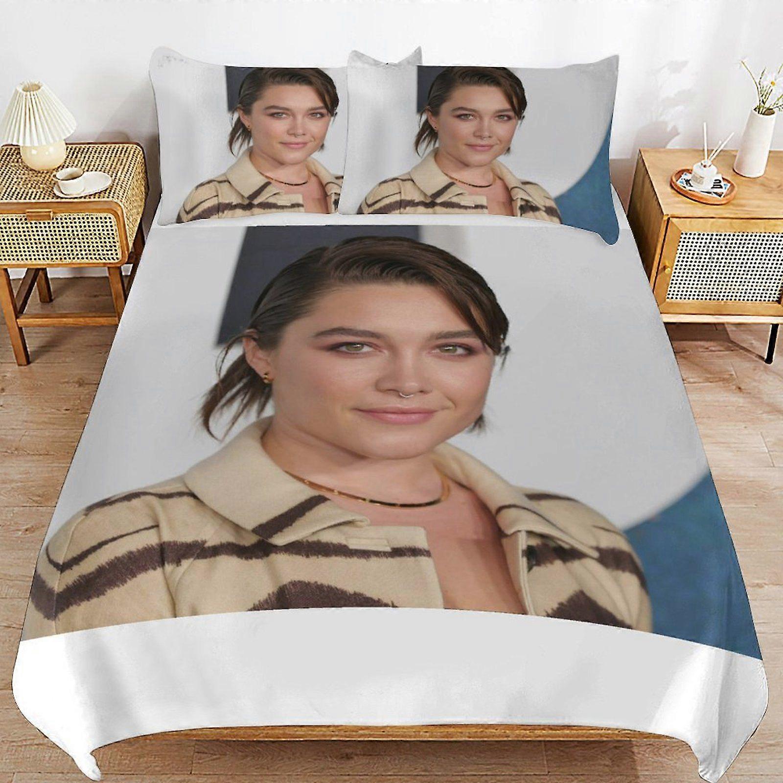 t68 Florence Pugh Daily Sleeping Comfort Smooth Surface Zipper Secure Fit Duvet Cover Sets for Home Use h68