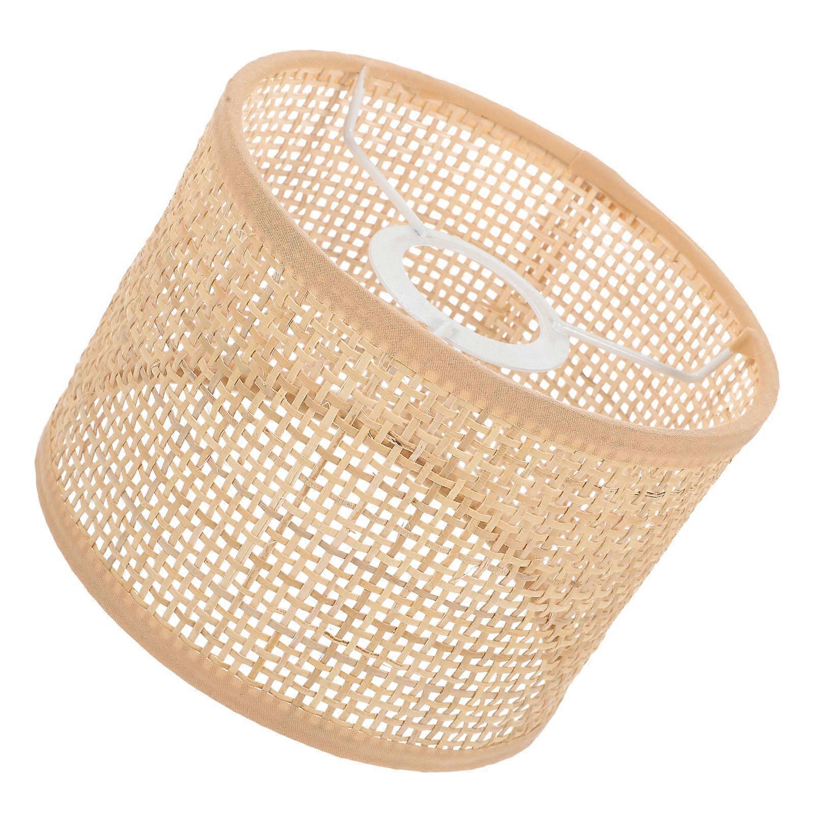 Boho Lampshade 1Pack Creative Lamp Cover Ornament For Room Decoration Light Brown Square Grid Design Dustproof Function