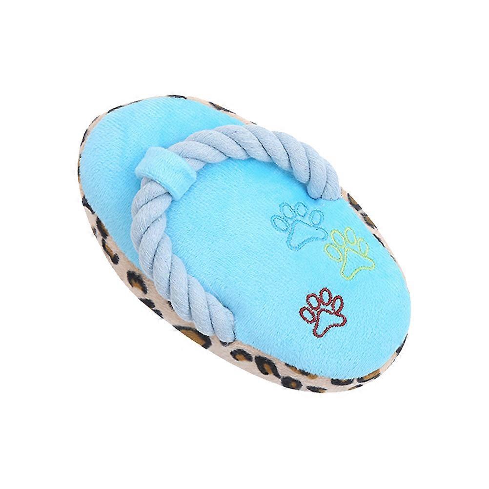 Plush Dog Squeaky Toy Slipper Shape for Chewing 3Pcs Blue Set