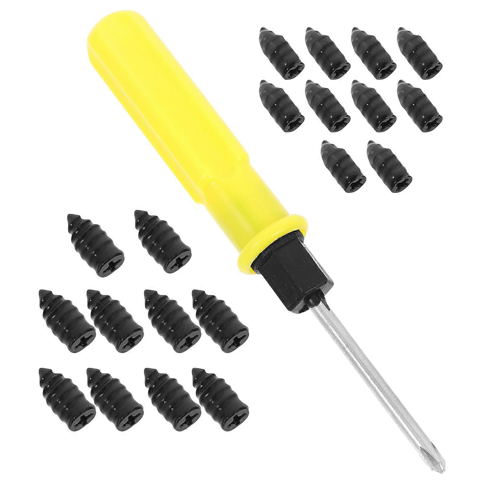 4 Sets Tire Puncture Repair Kit For Vehicle Nail Fixing Includes Multi Colored Screws And Screwdriver Tools