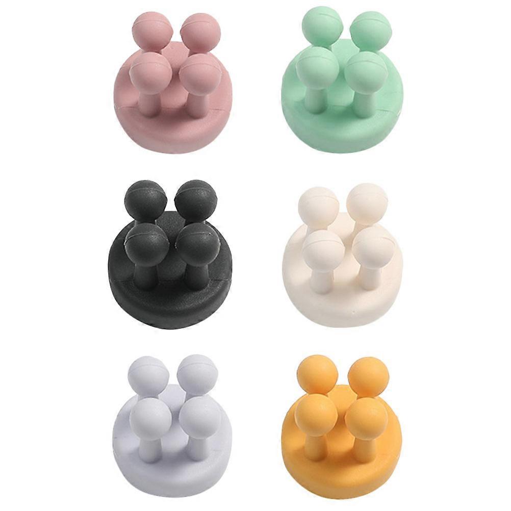 Multipurpose Silicone Wall Hooks 6Pcs For Bathroom Kitchen Bedroom Assorted Color Non-slip Function