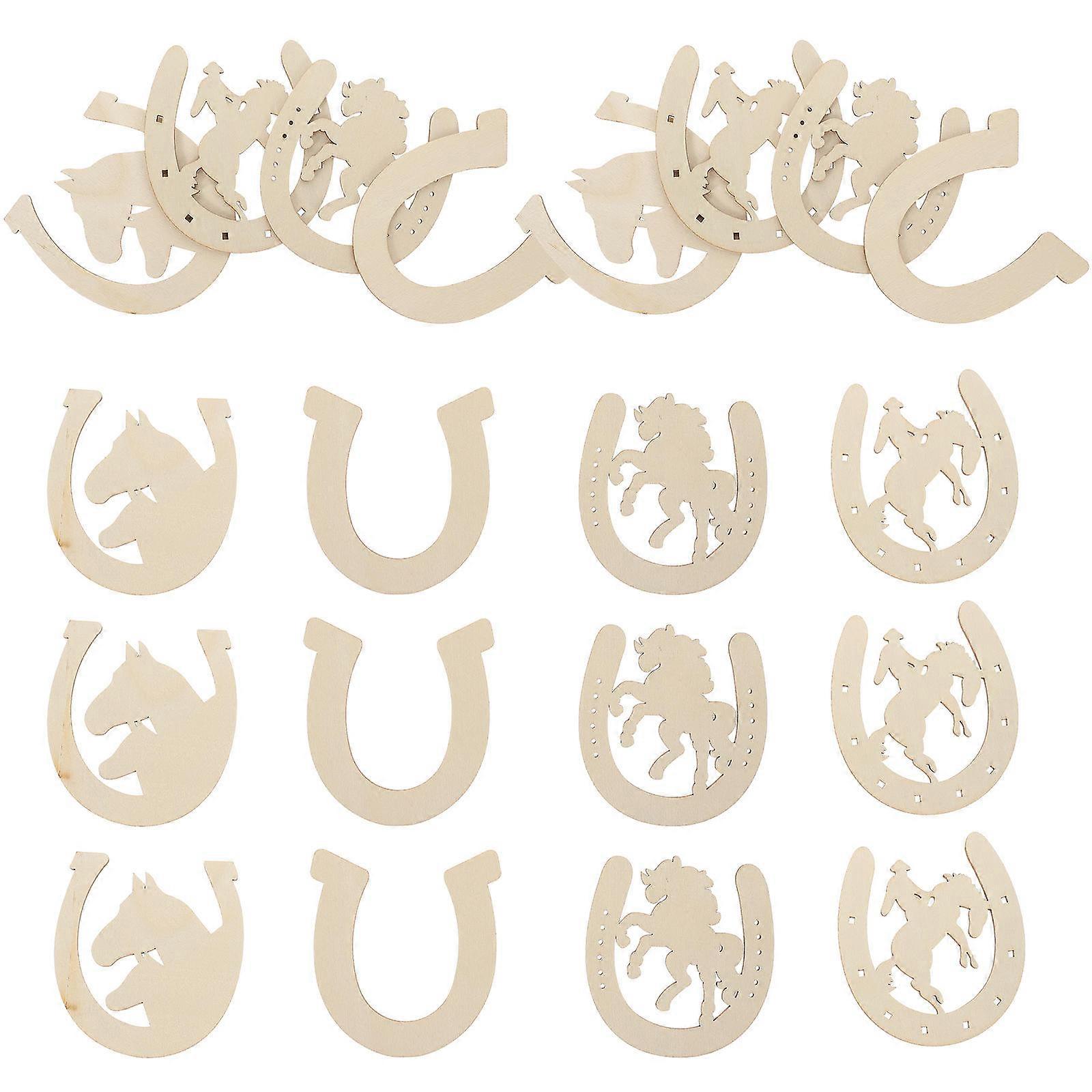 Wood Horseshoe Cutouts for Craft Projects 96Pcs Unpainted Wood Slices