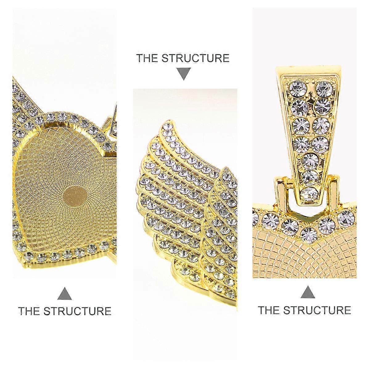 Golden Alloy Heart Pendant Tray for DIY Use 1Pcs Rhinestone Setting