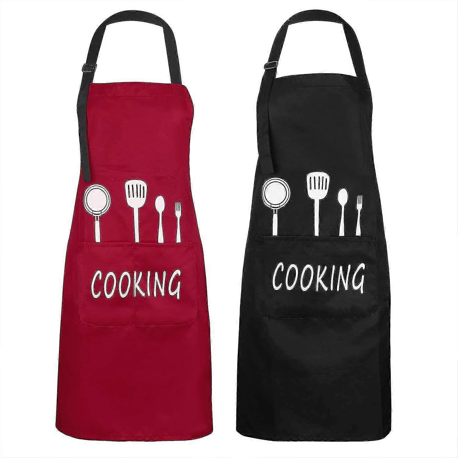 2023 - Waterproof Kitchen Apron Unisex Adjustable Apron Waterproof Chef Apron With 2 Pockets For Family Kit A