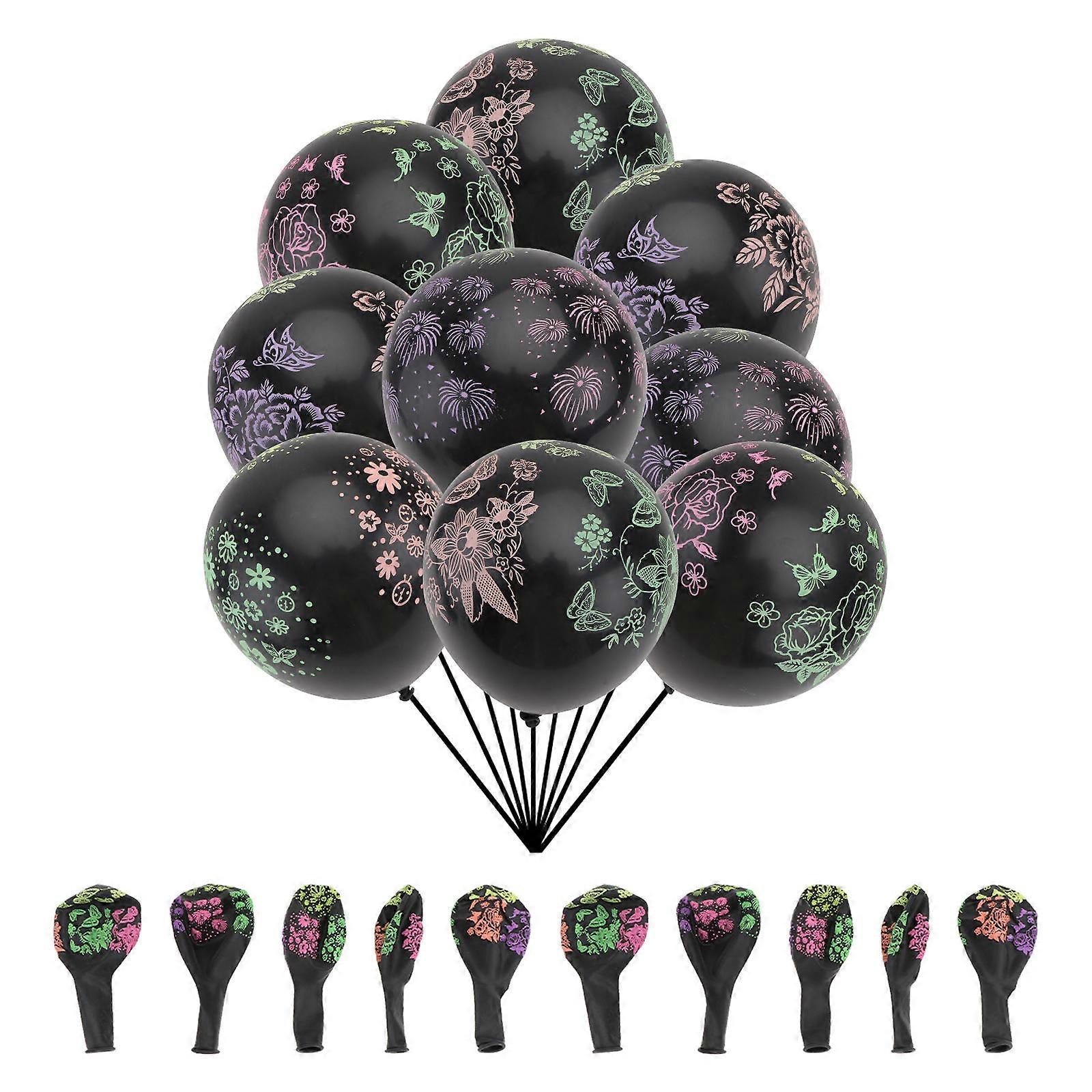 Black Printing Balloons Latex Balloons for Decor 100Pcs Delicate Pattern Style