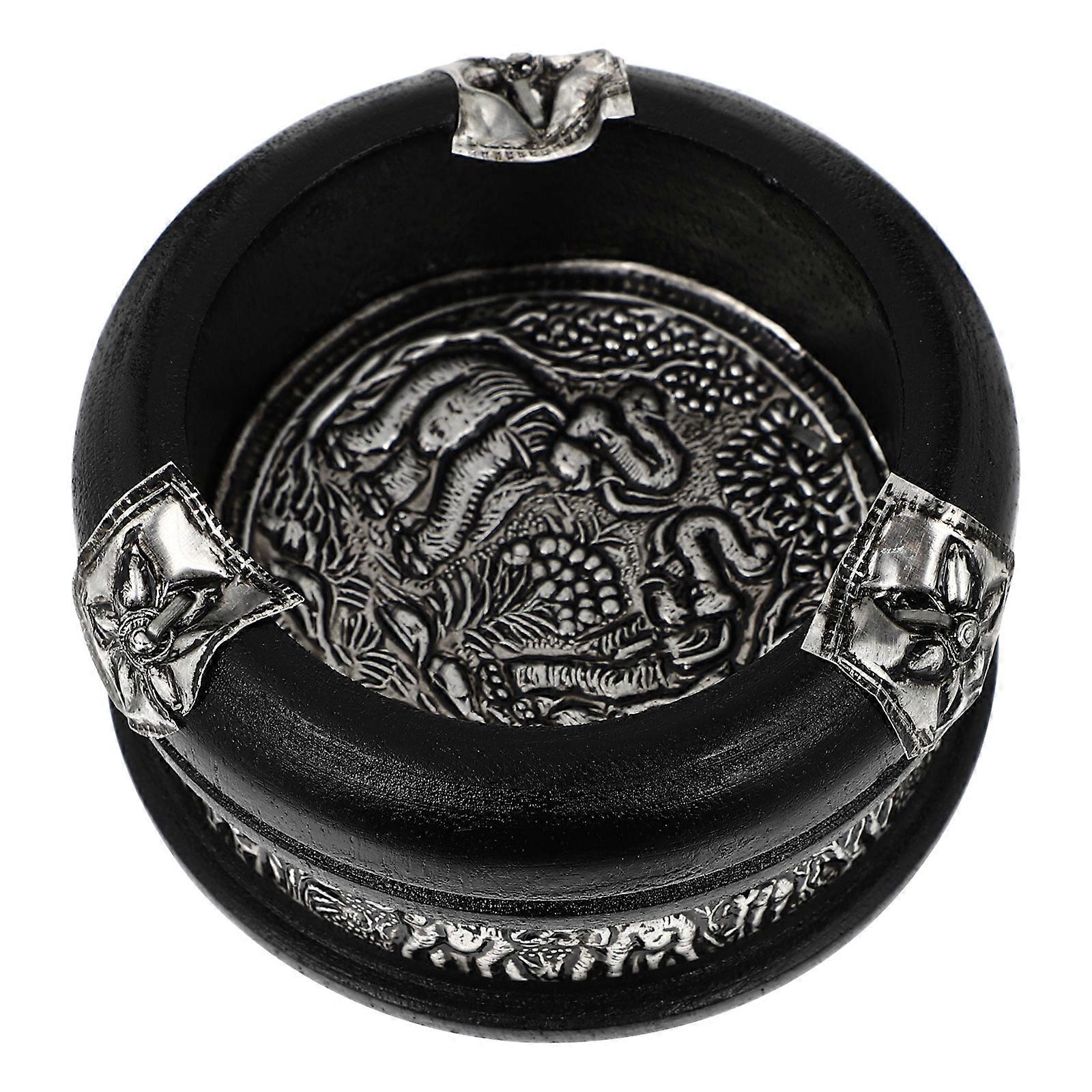 Wooden Ashtray Practical Desktop Ashtray for Storage Use 1Pcs Silver