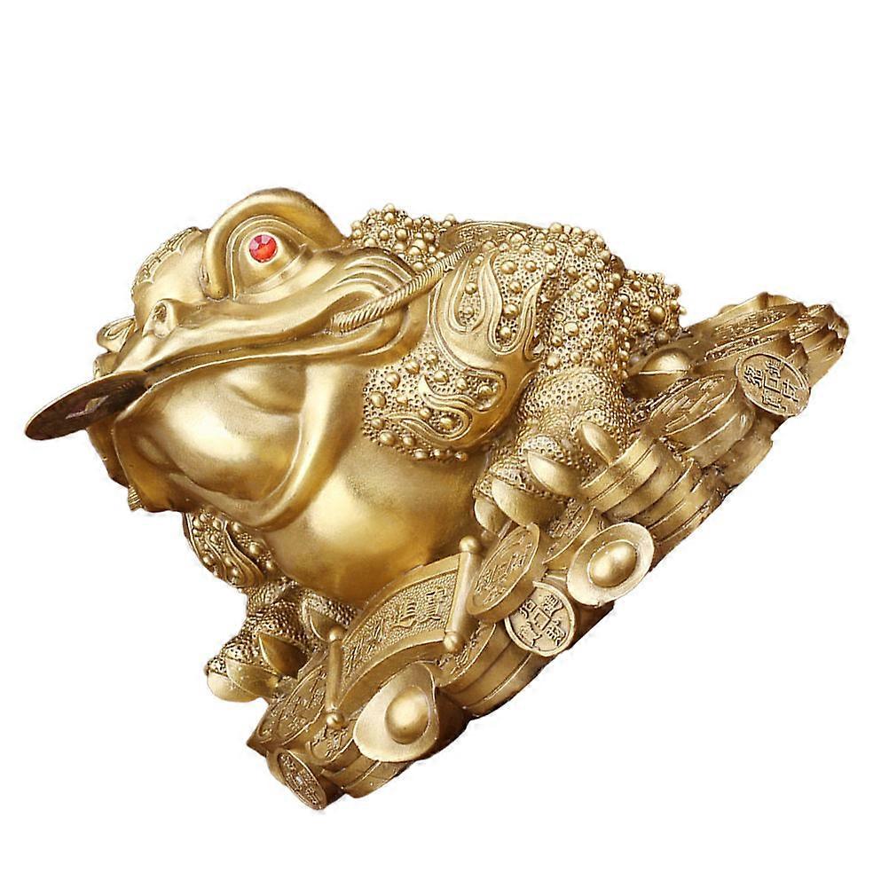 Golden Copper Toad Statue for Office Decoration 2Pcs Brass Figurines
