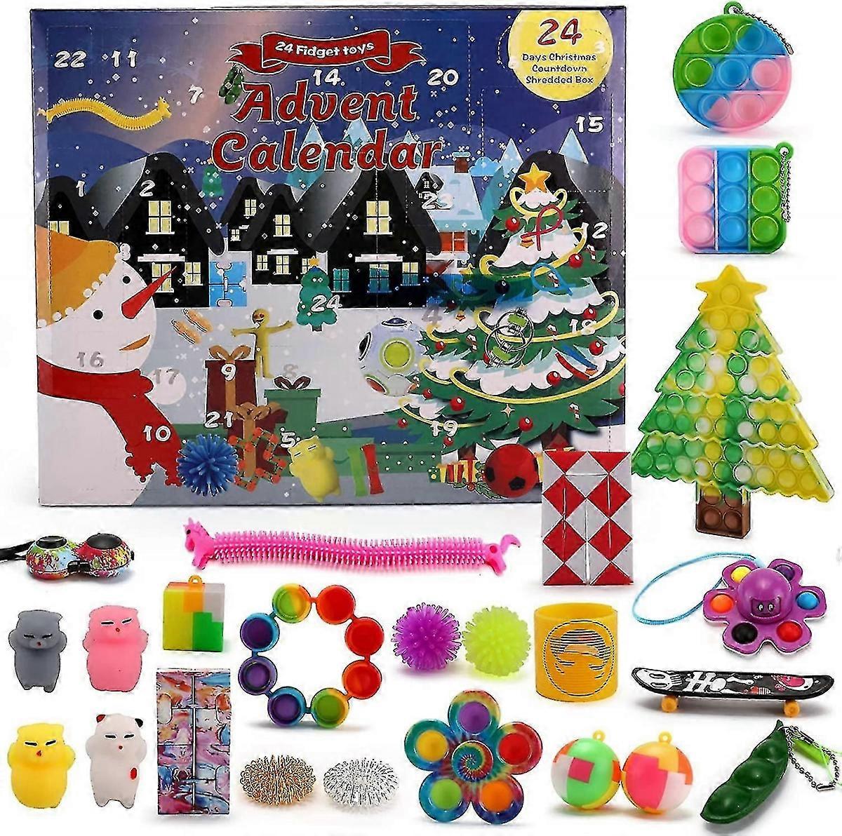 Fidget Advent Calendars For Kids, Christmas Advent Calendars 2022 Countdown 24 Days, Pop Bubble Toy Surprise Box Christmas Advent Calendar Sensory Fid