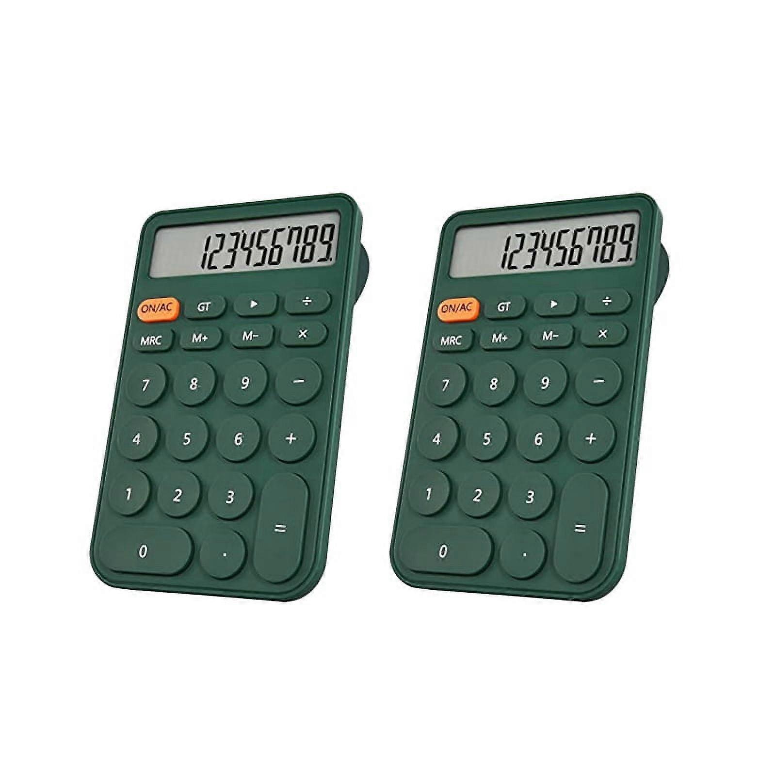 2 Pack Basic Calculator, Pocket Size Mini Calculators, 12 Digit Desktop Calculator for Office, School Students Green