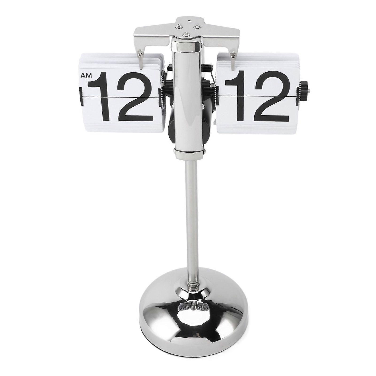 Automatic Page Flip Clock Expandable Pulling Rod Portable Antique Design Mechanical Flip Clock for Home School Hotel White Sheet