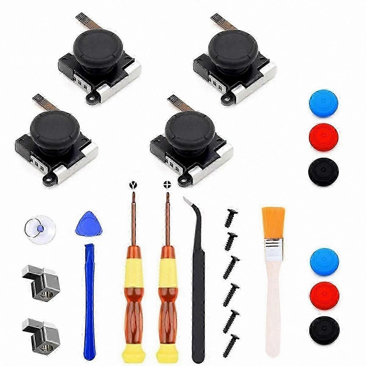 3D Analog Joystick Kit with Screwdriver and Cap, 25PCS Replacement Accessories for Gaming Controller Repairs