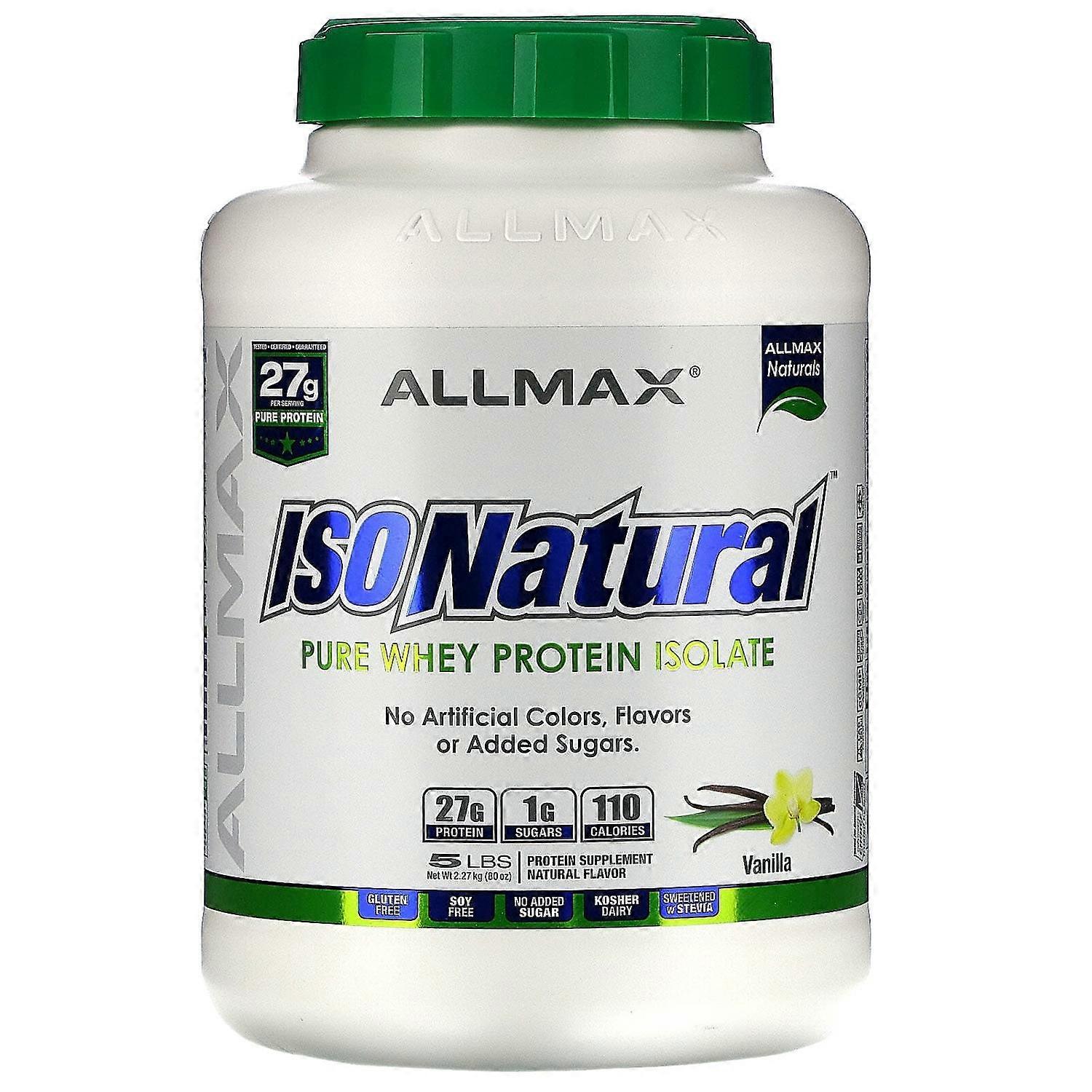 ALLMAX, IsoNatural, Pure Whey Protein Isolate, Vanilla, 5 lbs (2.27 kg)