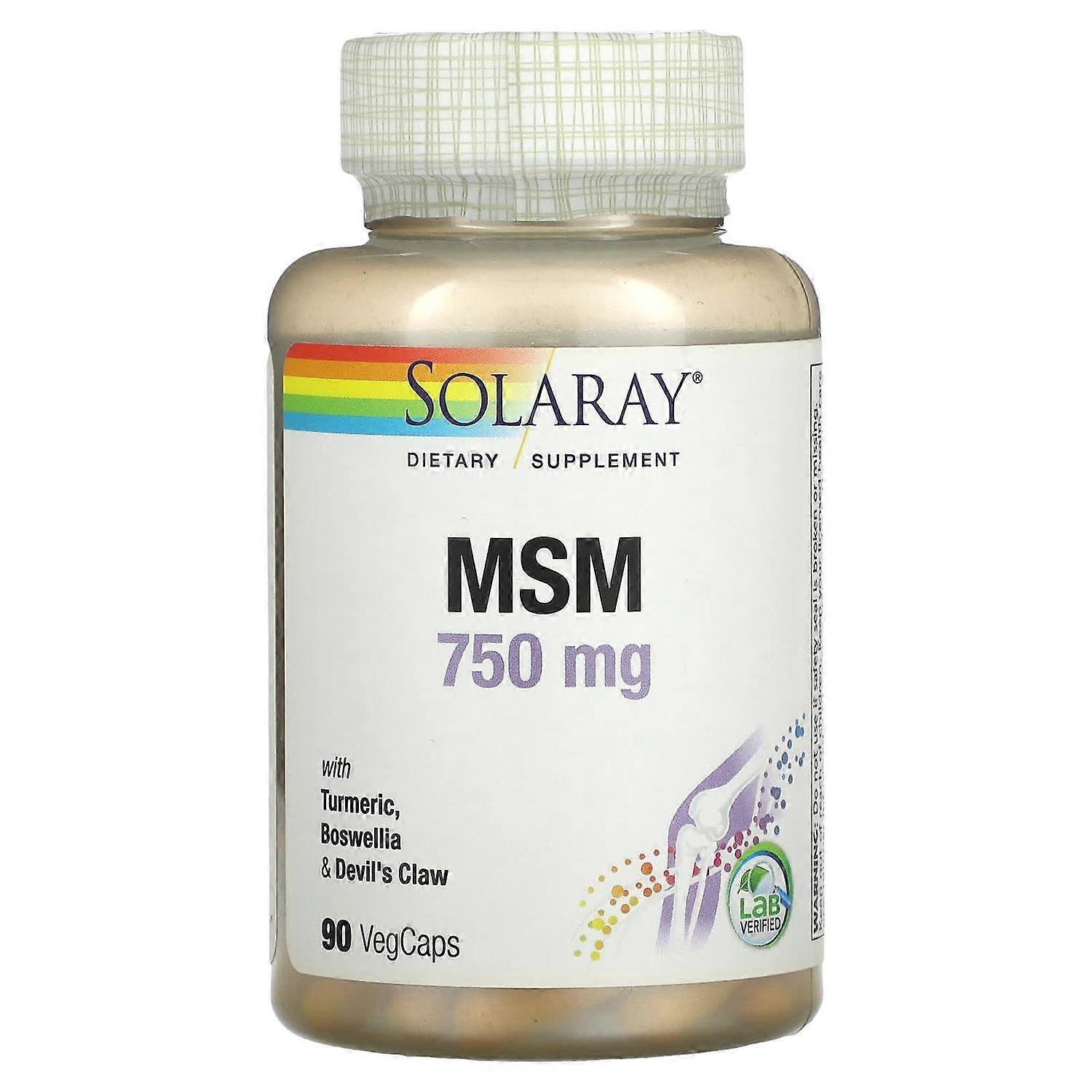 Solaray, MSM, With Turmeric, Boswellia & Devil's Claw, 750 mg, 90 VegCaps