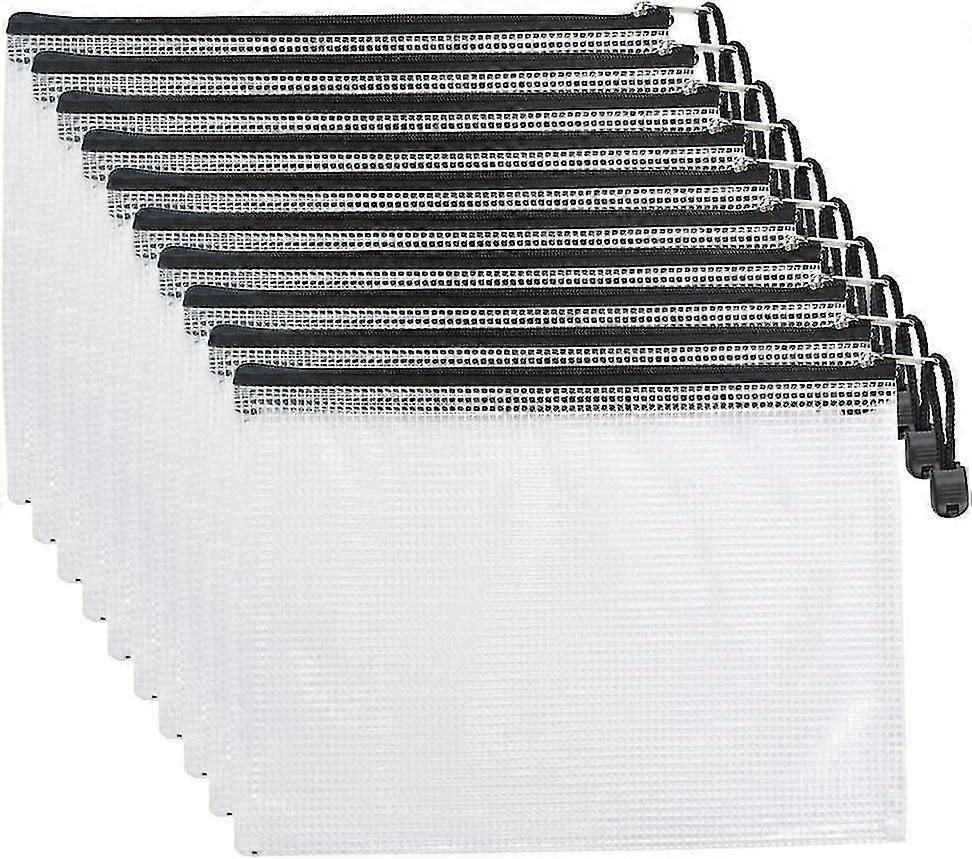 A5 Zipper Bag, Zipper Document Bag, Transparent Folder, PVC Briefcase with Black Zipper for Folder, Paper, Documents - 10PcsA5