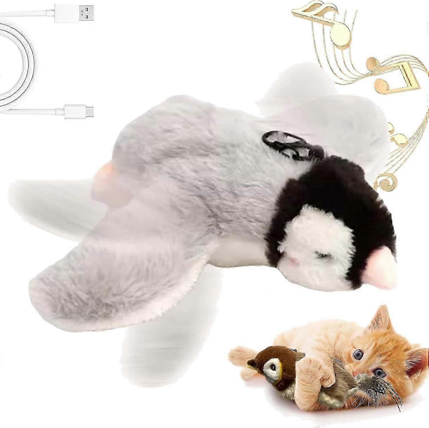 2025 New Flying Bird Cat Toy, Interactive Chirping Bird Cat Toy with Flapping Wings, Simulation Electric Sparrow Shaking Flying Bird Cat Toys for Indo