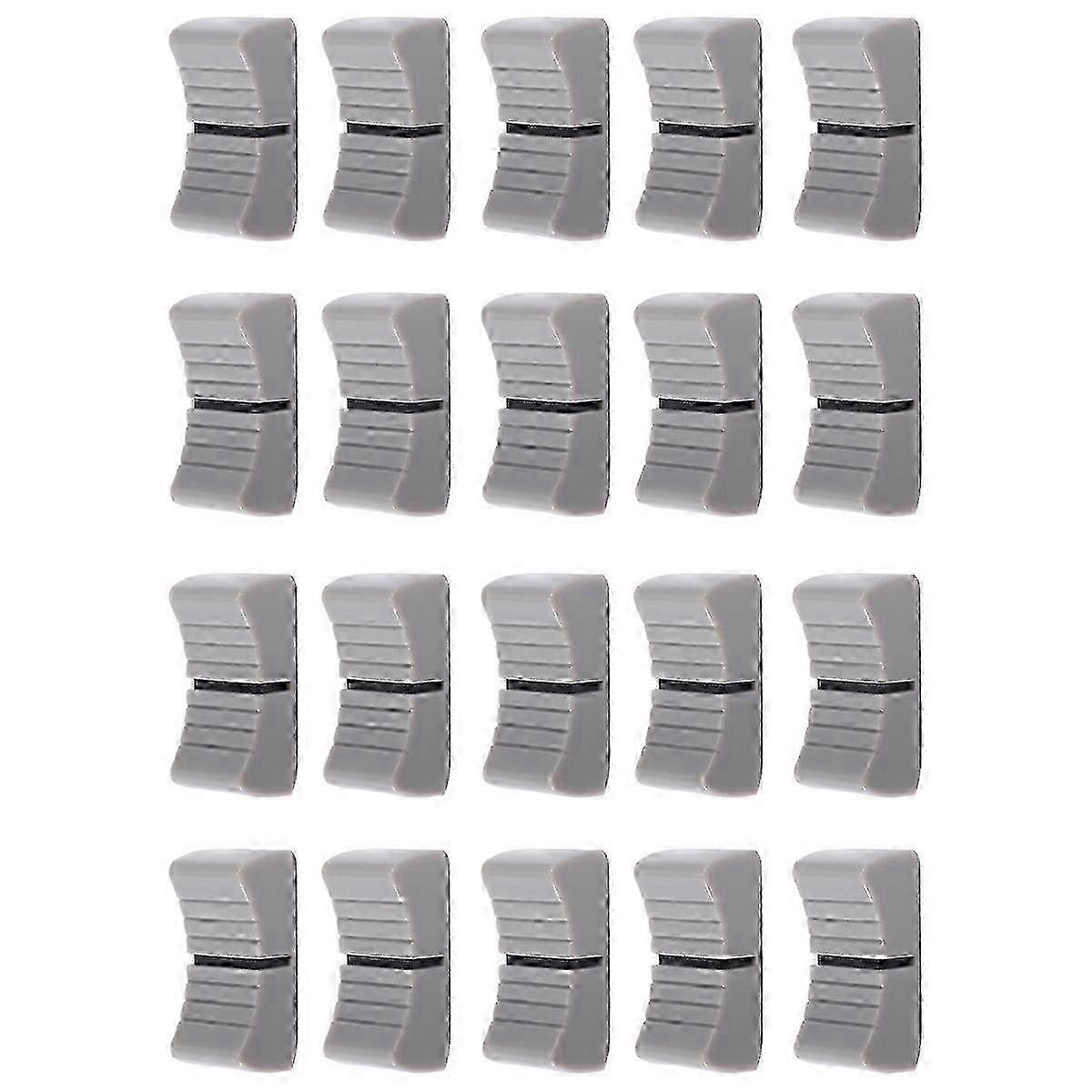 20Pcs 24x11x10mm Gray Knob Black Slider Fader Replacement Knobs for Console Mixer