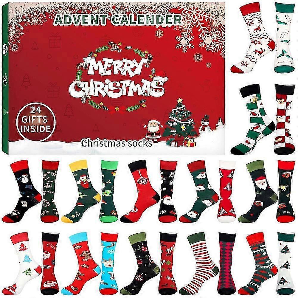 2024 Χριστουγεννιάτικες αστείες κάλτσες με νεωτερισμό, ημερολόγιο Advent, σετ κάλτσας αντίστροφης μέτρησης Χριστουγέννων, δώρο τυφλού κουτιού για ενήλικες