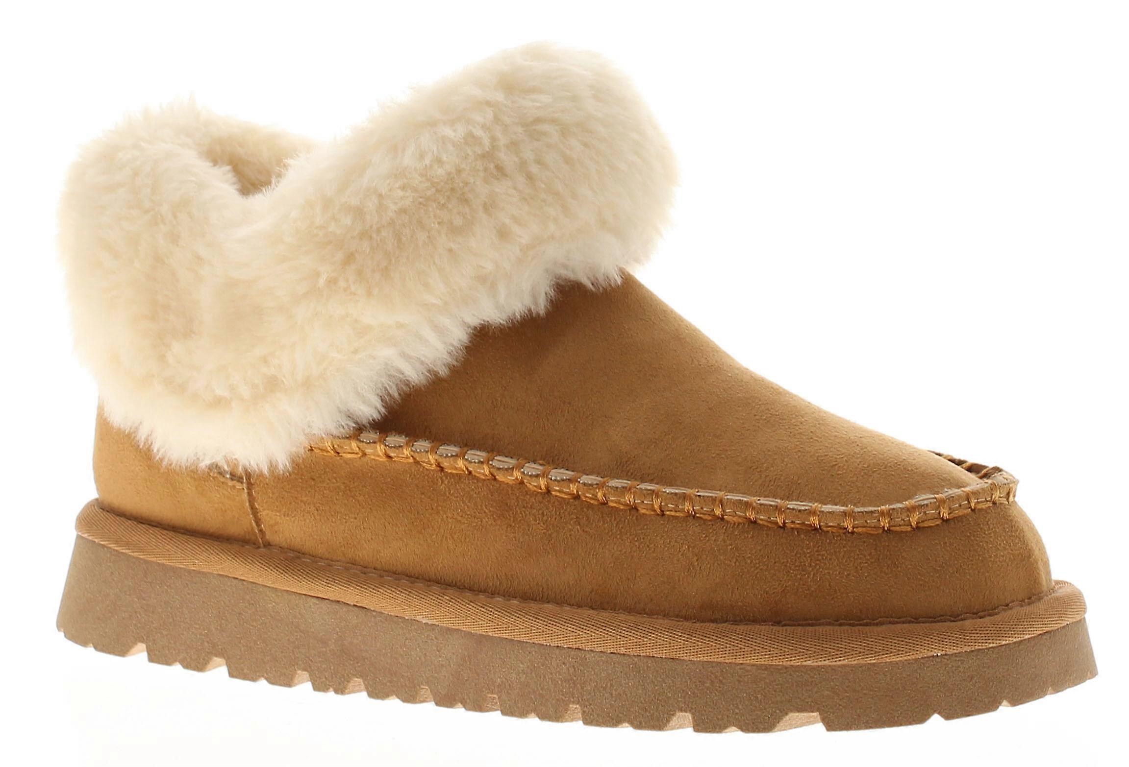 Apache Womens Slipper Boots Faux Fur Lining Mink