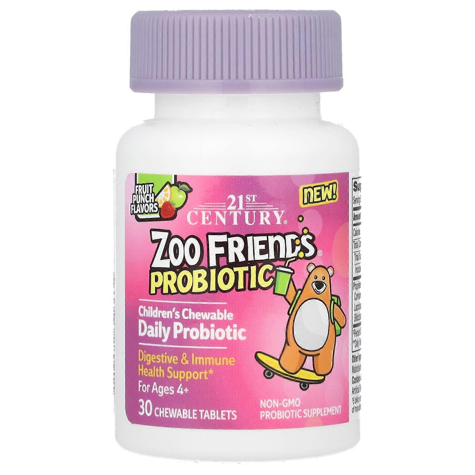 Zoo Friends, Children's Chewable Probiotic, Age 4+, Fruit Punch, 30 Chewable Tablets