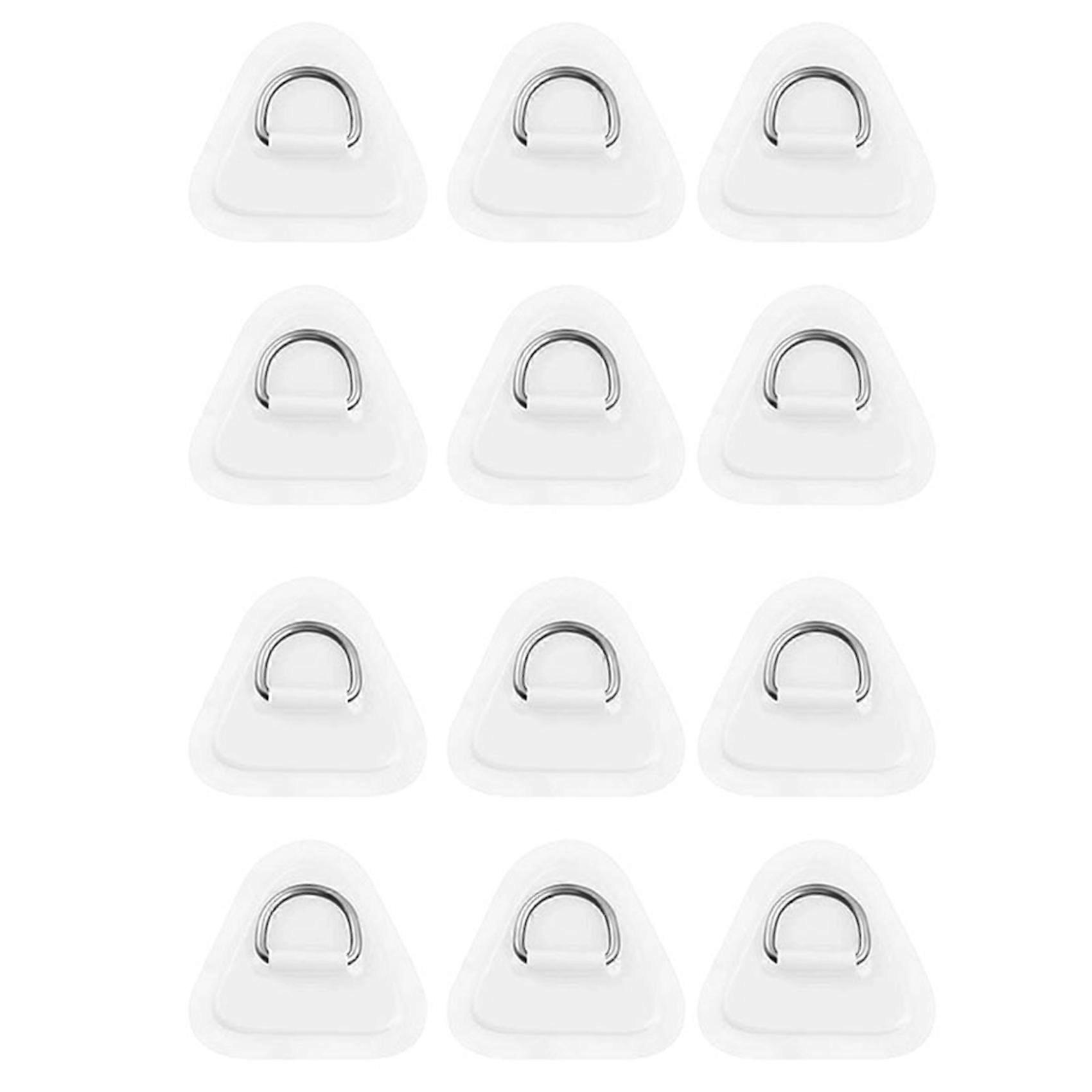 12PCS D-Ring Patch for Inflatable Boat Kayak Dinghy SUP, D-Ring PVC Patch Stand-Up Paddleboard Canoe Rafting White