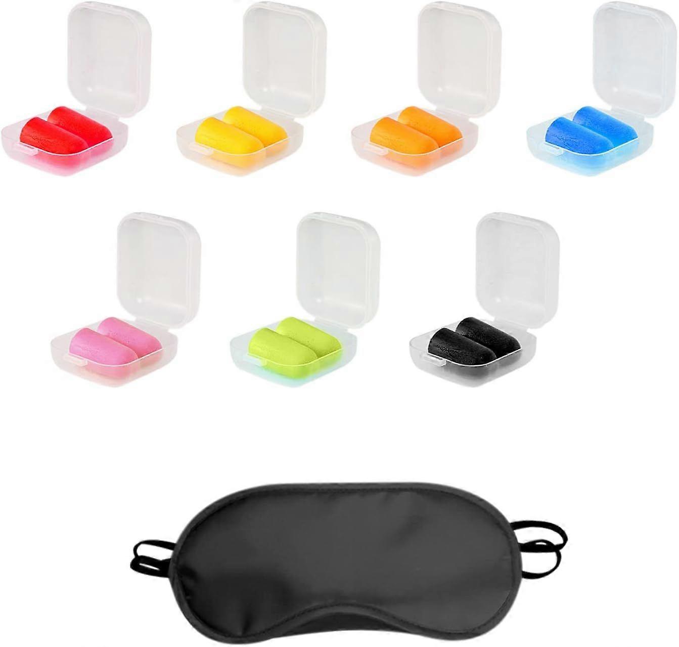 7 Pairs of soundproof earplugs with 7 Storage Boxes 1 Eye mask Anti-Interference Anti-Noise earplugs Suitable for Sleep Study Work Travel Mute earplug