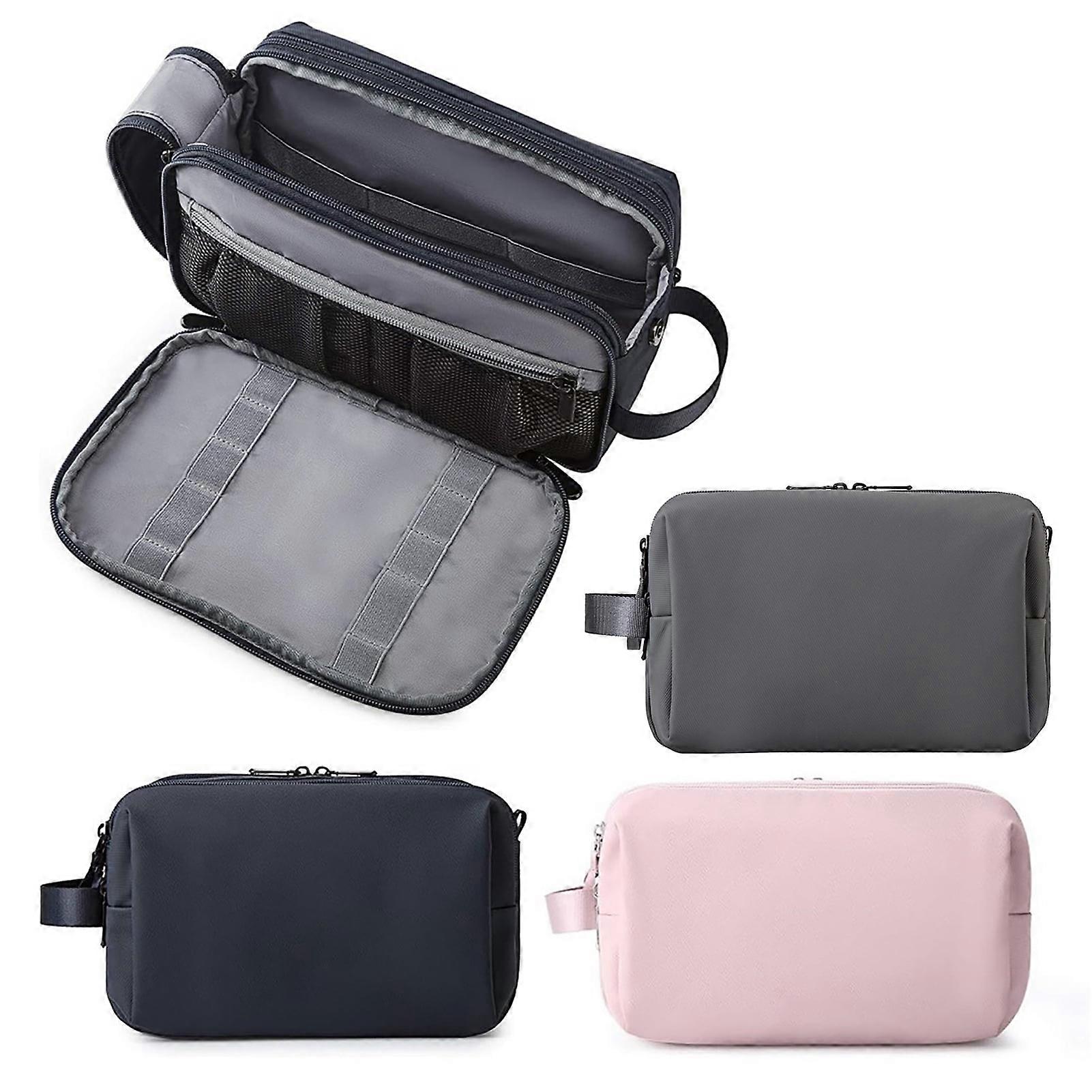 SUSUchens Travel Storage Bag with Separate Compartments Large Capacity Waterproof Fabric Zipper Closure Quick Access Makeup Toiletry Bag Pink