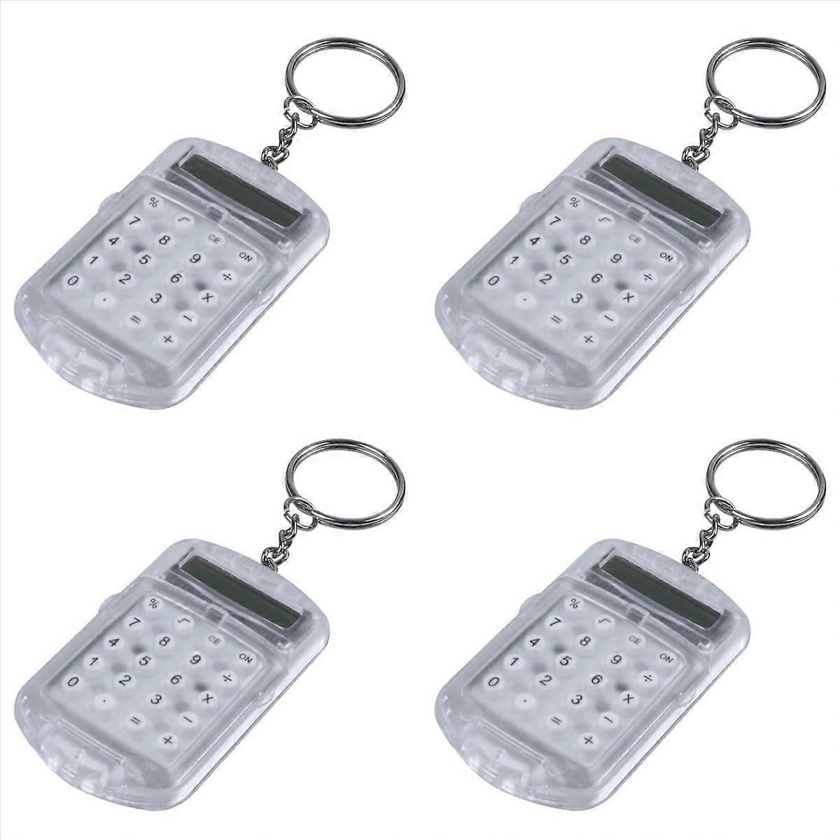 Clear Plastic Casing 8 Digits Electronic Mini Calculator w Keychain