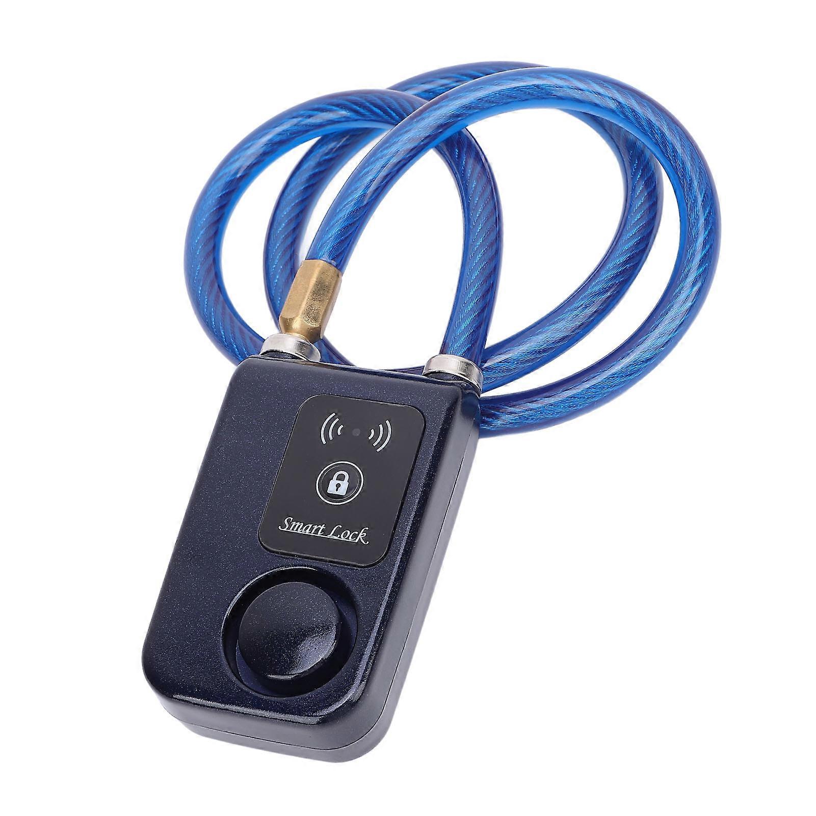 Keyless Bluetooth Motorcycle Lock IP44 Water Resistant Cycling Lock with Alarm APP Unlocking Vibration Alarm Anti Theft Smart Lock Blue 