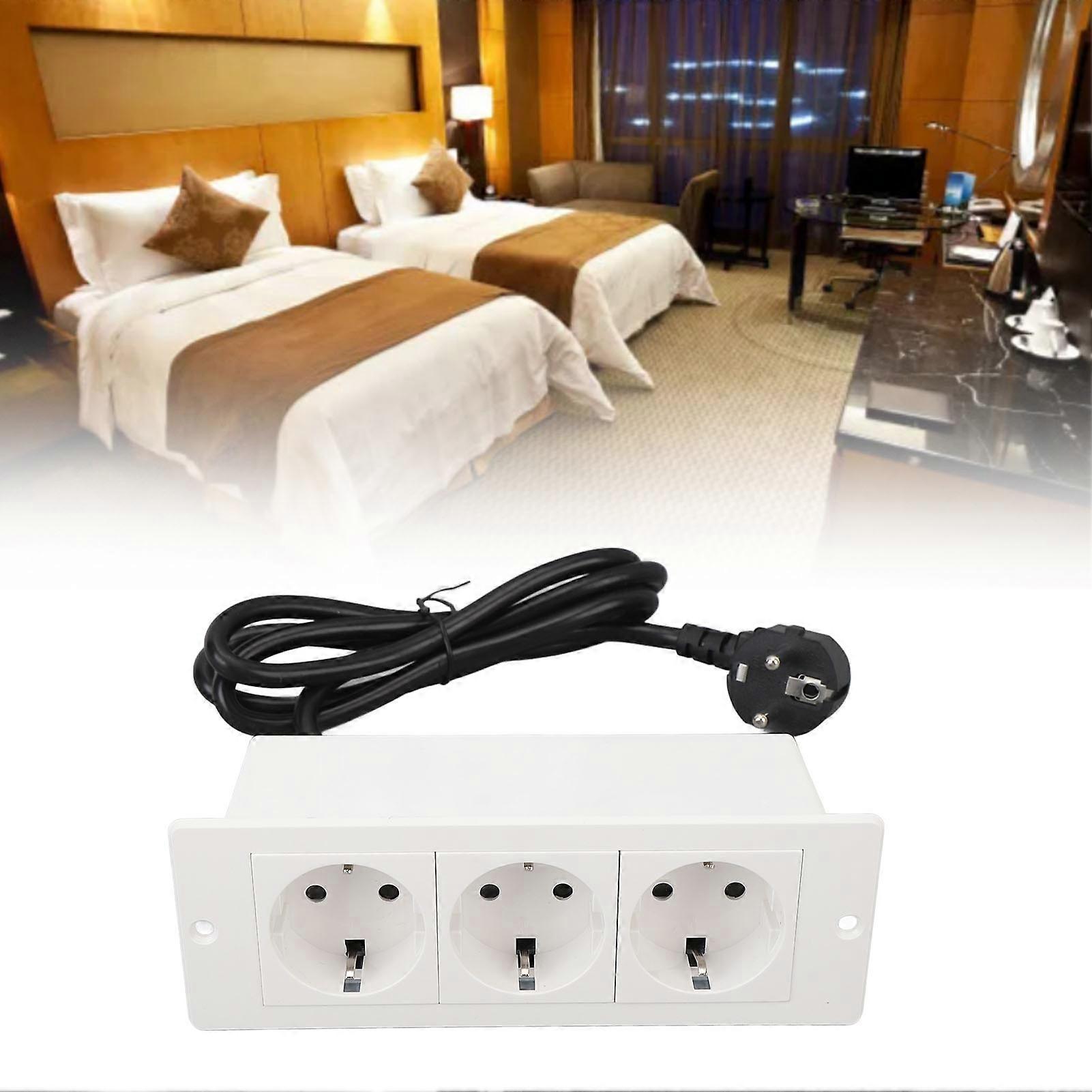 Recessed Power Strip with Cable 16A Plug and Play Flame Retardant 3 Outlets Flush Mount Outlet Socket for Tabletop Countertop Desk 