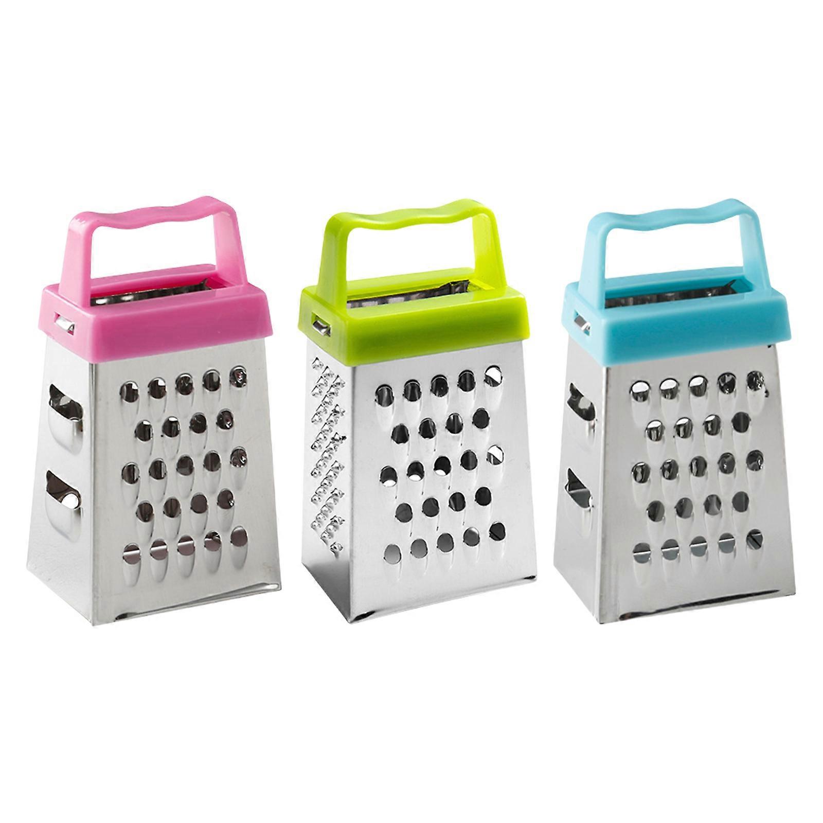 3Pieces Kitchen Graters with Four Sharped Side for Effortlessly Shredding and Slicing Tasks Multicolor