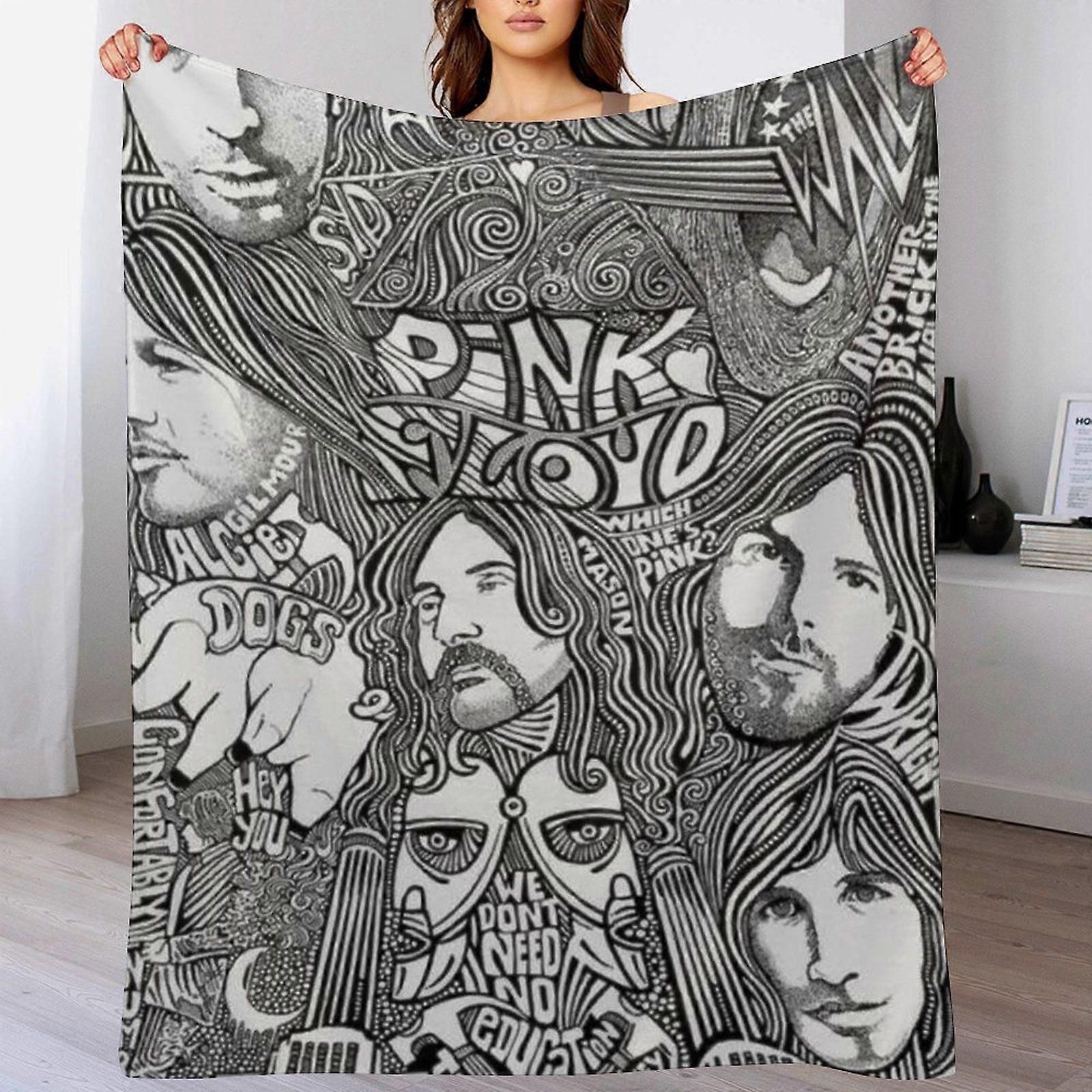 Pink floyd Lightweight Foldable Blanket for Office Sleep Travel Anti-Shrink Soft Touch Quick Dry Velvet
