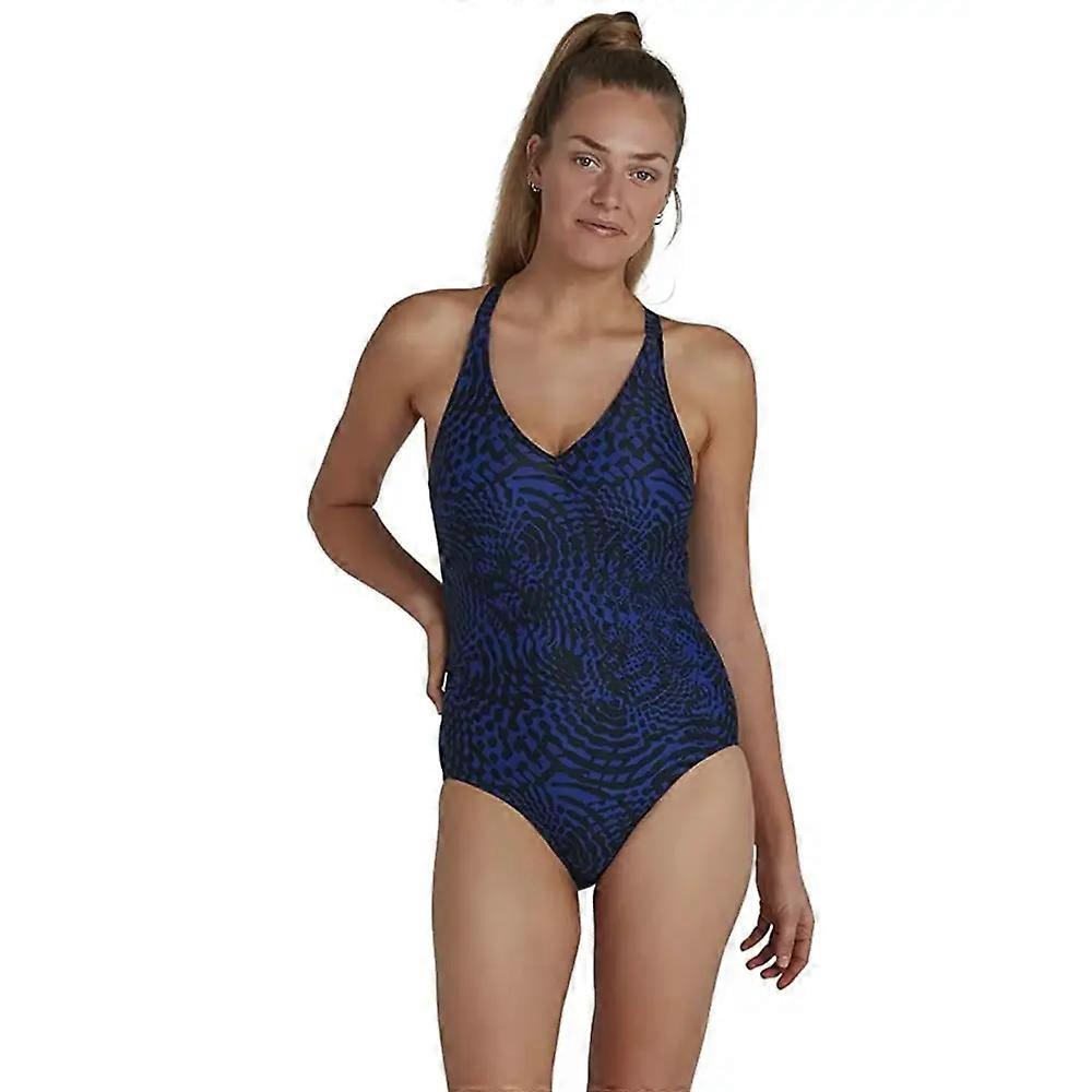 Speedo Lexi Printed Shaping Adjustable Swimsuit - Black/Blue