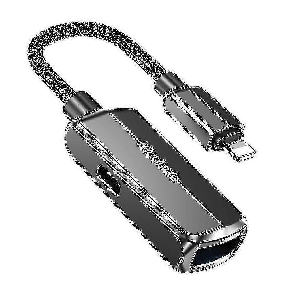 CA-269 2 in 1 Lightning OTG Converter Lightning to USB-A+Lightning Adapter Support Charging a