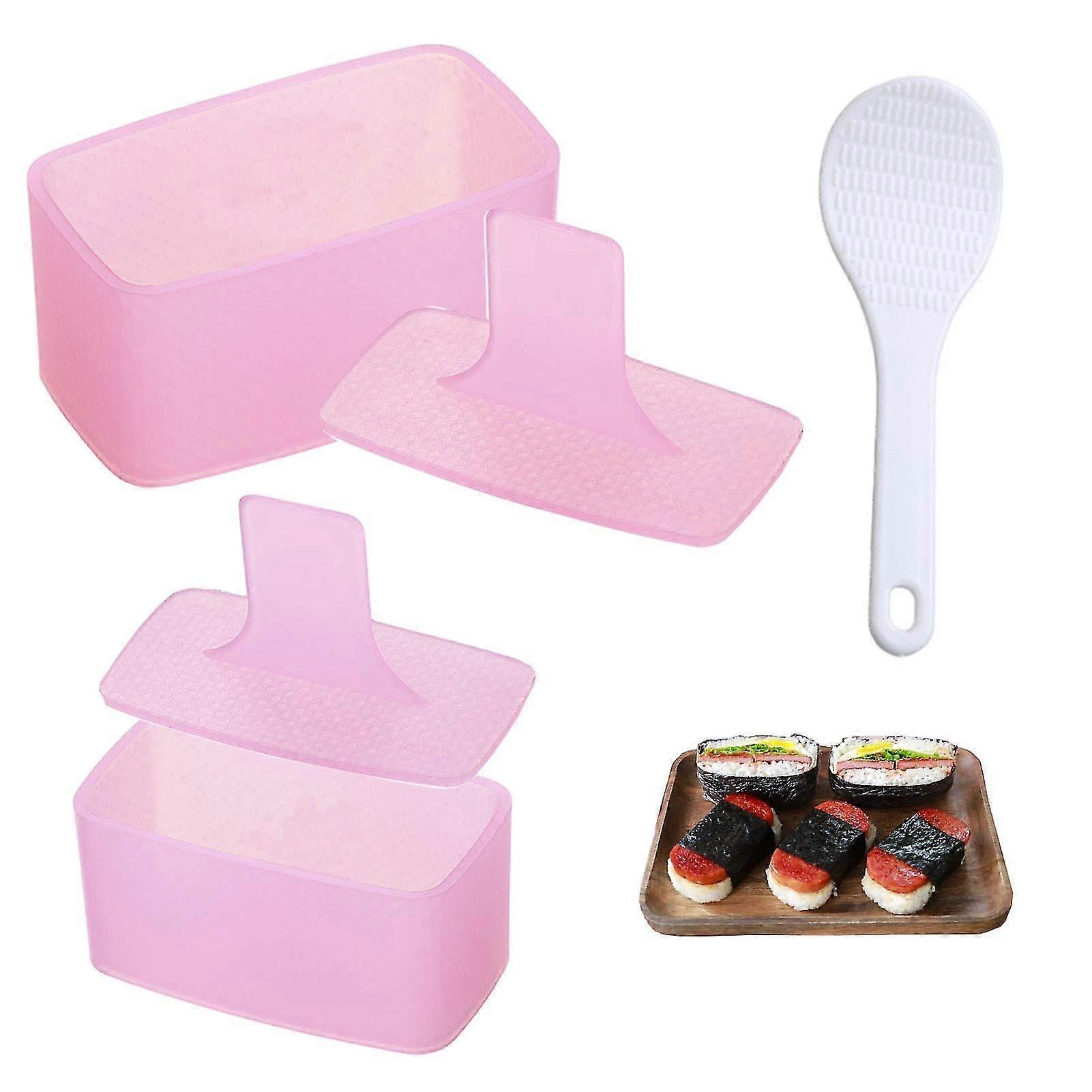 Musubi Maker Press, 2 Pack Rice Ball Mold Rectangle Thousand Layer Sushi Maker Mold (rosa)