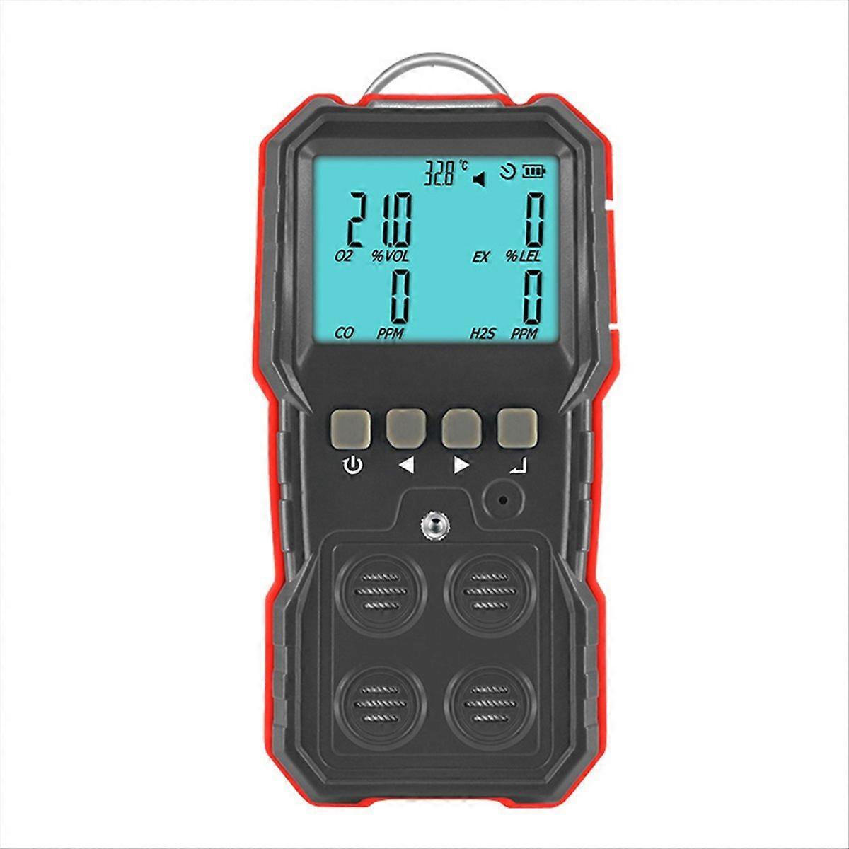 Digitaler Compoud Gasmonitor LCD-Display Wiederaufladbarer brennbarer O2 H2S CO-Gaslecksensor Sound-Lig