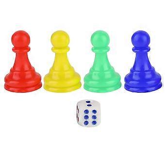 Plastic Colorful Pieces Pawn Chess Pieces Dice Set for Board Card Games Accessories