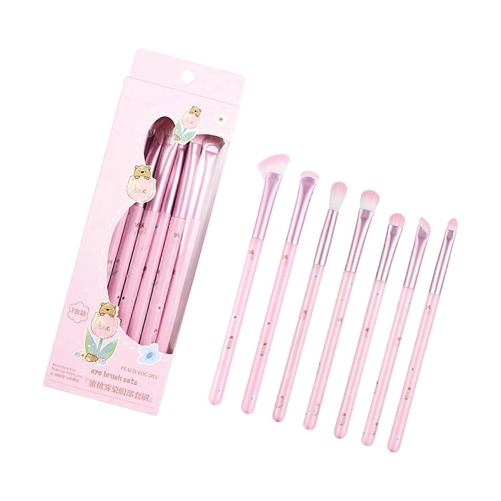 Professional 7Pc Organ Of Sight Brush Rudiments Set Mark Resistant Fibers With Transportable Carrying Bag Multicolor