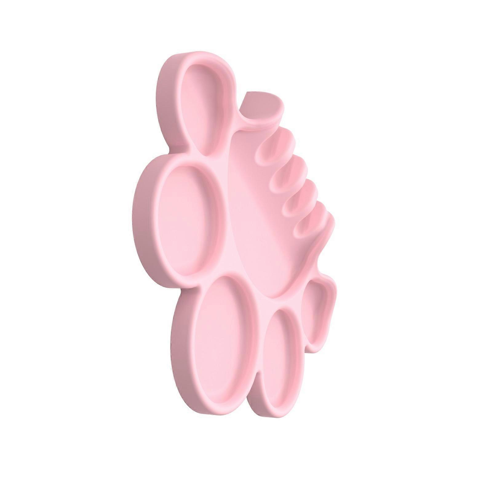 Multi Compartment Kids Painting Palette Flexible Silicone Paint Mixing Tray Color Blending Tool For Creative Projects  Pink