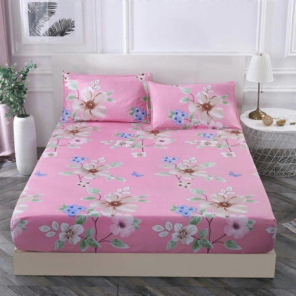 Fitted Sheet Set with Pillowcases Elastic Mattress Cover Lattice Stripe Print 17 Colors 922cm