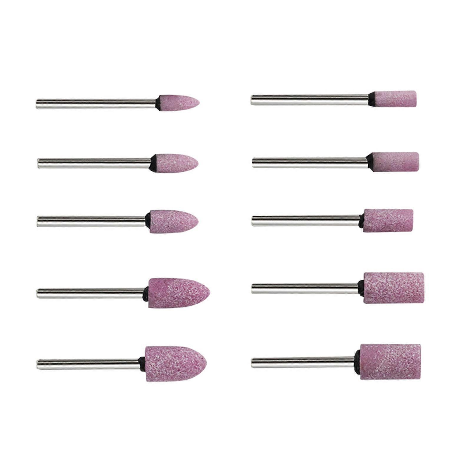 10Pcs Rotary Grinding Head Assortment Fine Grit Sanding Bit Suitable for Most Rotary Power Tool  Pink